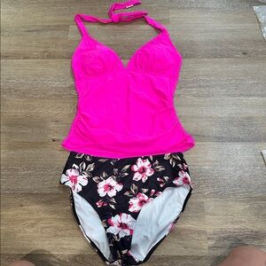 Pink Floral Women's Swimwear Set